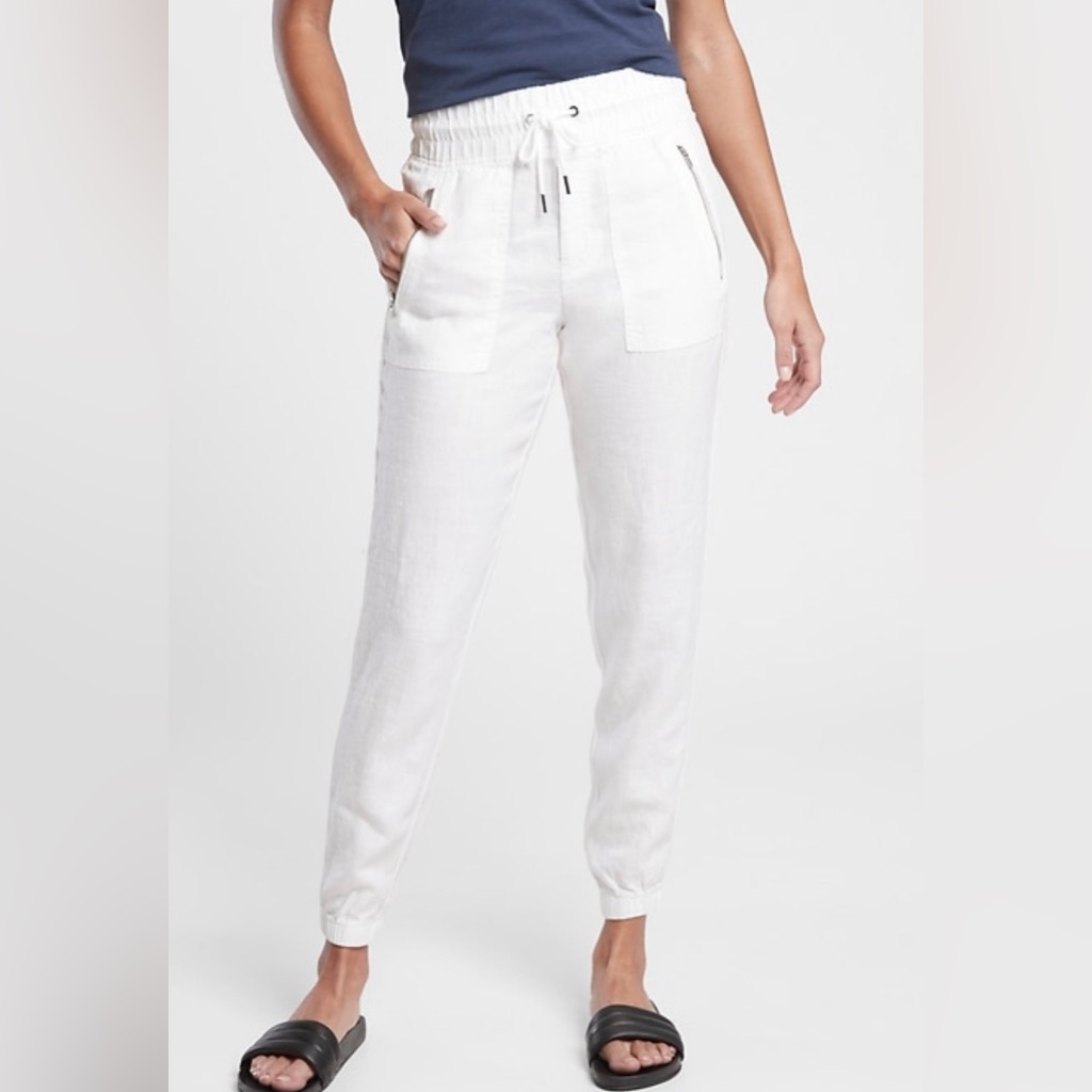 Athleta Cabo Linen Jogger - White